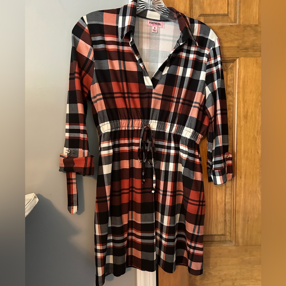 Feathers plaid maternity tunic top- small